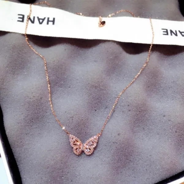 14K Rose Gold Plated Butterfly Pendant Necklace for Women - Image 4