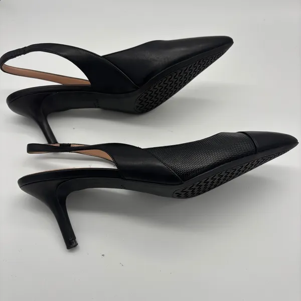 Cole Haan Black Leather Slingback Kitten Heel Pumps Womens 10.5 B - Image 9