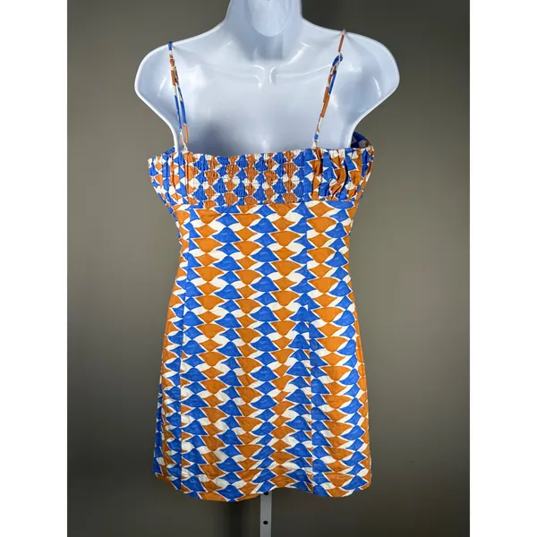 Maeve Ophelia Mini Dress Geometric Print Smocked Anthropologie Size 6‎ - Image 7