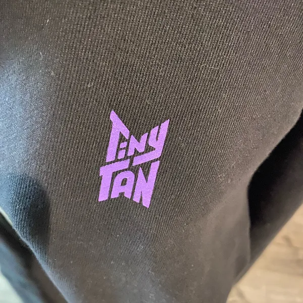TinyTAN BTS Black Zip-Up Hoodie with purple graphic , size L, unisex - Image 3