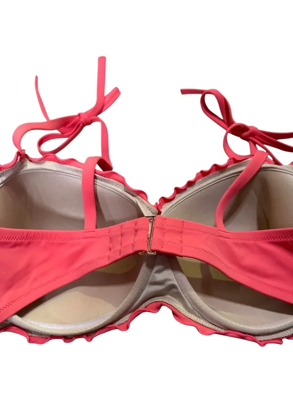 Shade & Shore Women’s 38C Coral Pink Ruffle Underwire Bikini Top NWT - Image 5