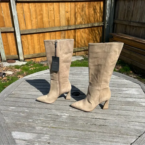Vince Camuto Womens Tressara Beige Suede Side Zip Knee-High Boots Shoes size 8.5 - Image 7