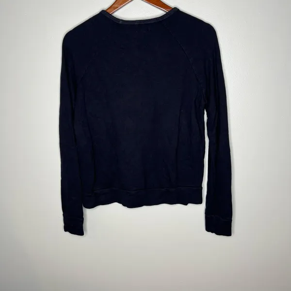 SUNDRY navy blue rainbow heart pullover long sleeve terry sweatshirt size 0/ XS - Image 6