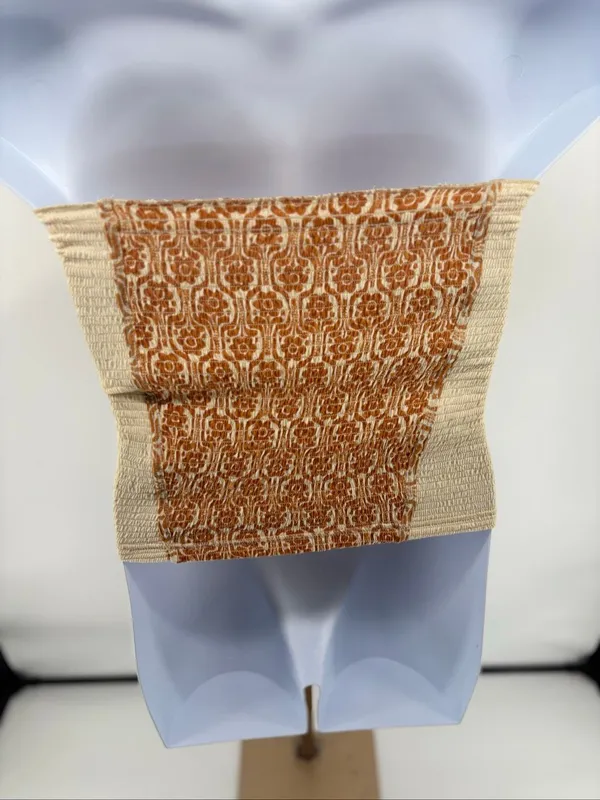 Free People In The Groove Smocked Strapless Tube Top Boho Ivory Orange L NWT - Image 12