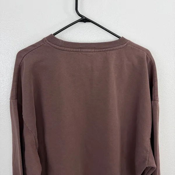 Nuuds Sweatshirt Womens Large Brown Oversized Crewneck Pullover Drop Shoulder - Image 7