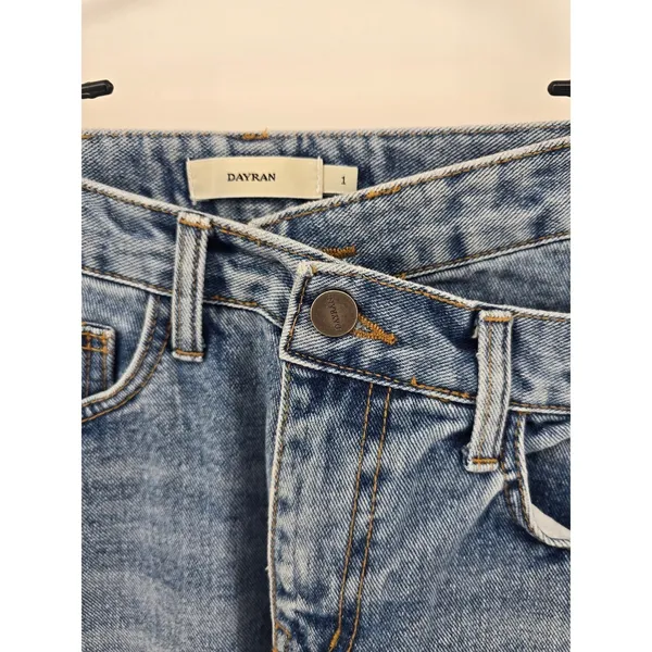 Dayran Straight Leg‎ Jeans Womens Size 1 Blue Crossover Asymmetrical Waist Denim - Image 2