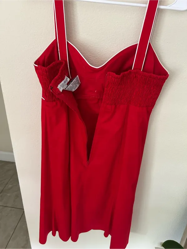 Madison Lee Vtg red babydoll retro pin up bow sailor mini swing A line dress 12 - Image 5
