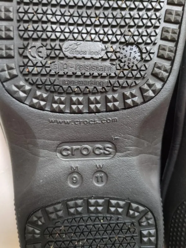 Crocs "On The Clock" Black Work Shoes M9 W11 Crocs Lock Slip Resistant Clogs - Image 12
