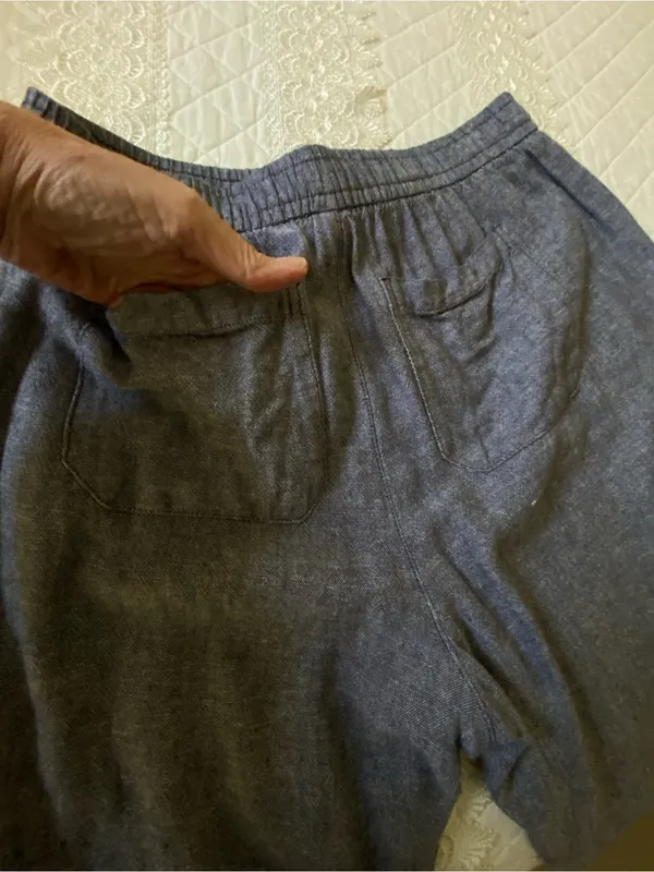 Old Navy Wide-Leg Linen Blend Pull-On Pants in Light Charcoal Heather Size S - Image 10