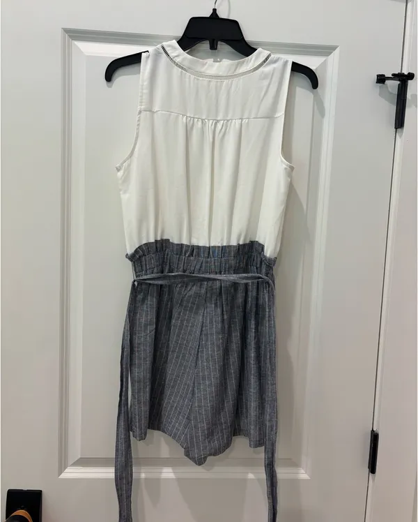 Altar'd State white and grey pinstripe romper - Image 3