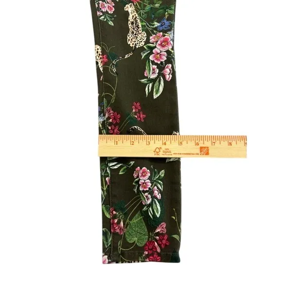 L'AGENCE Margot High Rise Skinny Jeans Guepard Floral Moss Green Cheetah Size 26 - Image 13