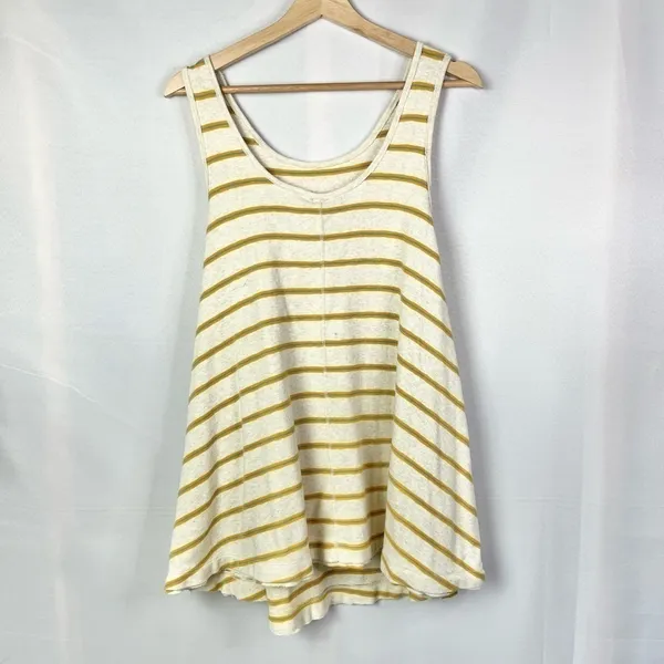 Free People We the Free Yellow Garden Stripe Sleeveless‎ Tunic S - Image 4