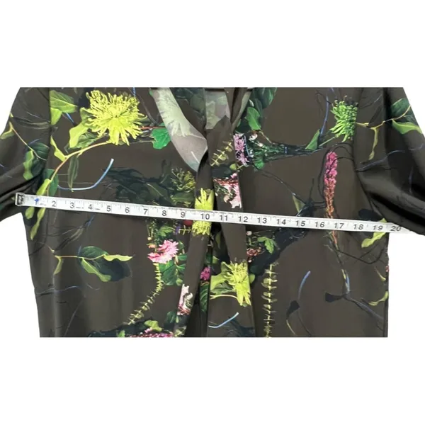 Babaton Tunic Mini Dress‎ S Green Floral Tie Neck Pockets Fairy Grunge Whimsy - Image 7