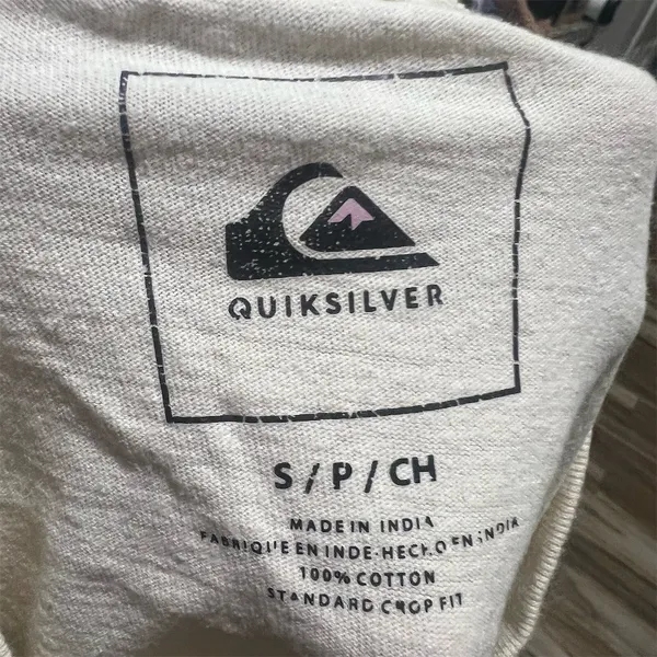 Quiksilver T-Shirt Womens M Cream Graphic Logo Crew Neck Short Sleeve Tee - Image 6
