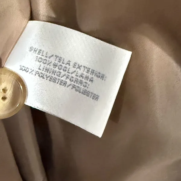 Covington Tan Mid Length 100% Wool Trench Coat Size Large - Image 6
