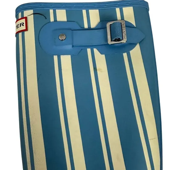 Hunter Womens Blue & Cream Striped Tall Rain Boots Size 5 - Image 5