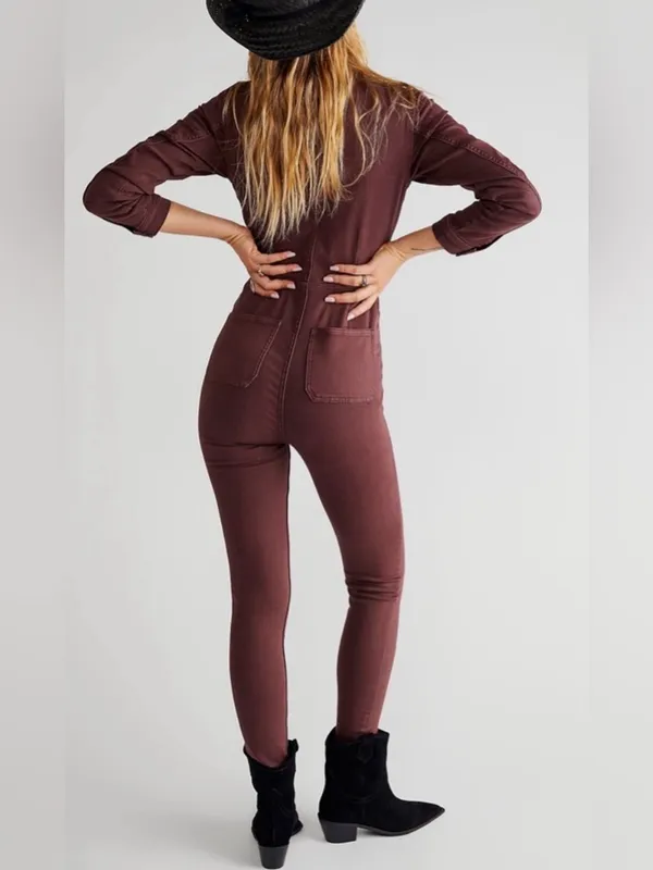 NWT Free People Lennox Jumpsuit in Bitter Barks sz S - Image 5