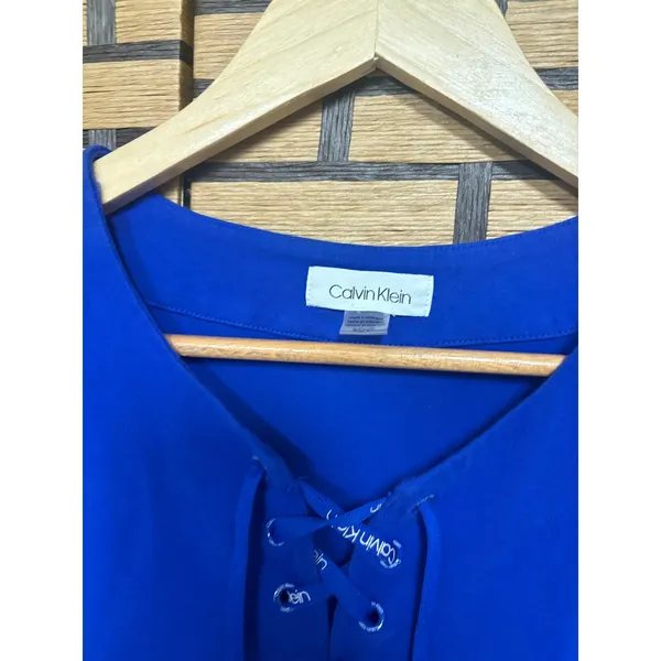 Calvin Klein Blue Lace Up Neck Dress Size Small‎ - Image 7
