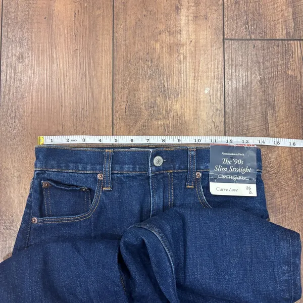Abercrombie & Fitch 90s Slim Straight Ultra High Rise Curve Love Jeans 26/2L NWT - Image 6