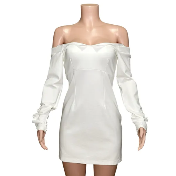BHLDN Gianna Off The Shoulder Mini Dress, Ivory, Small - Image 6