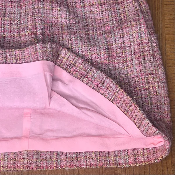 Lovers‎ + Friends REVOLVE Amira Notched Front Tweed Mini Skirt Belt Pink Size XS - Image 11