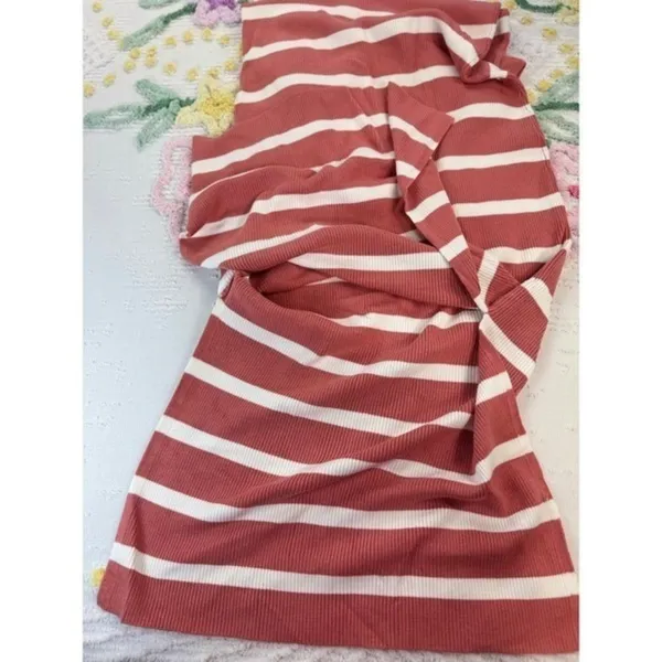 Time and Tru Coral Pink White‎ Striped Ribbed Knit Maxi Dress Sleeveless Small 6 - Image 7