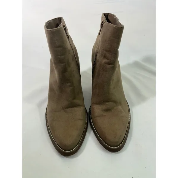 MADDEN Girl Women Suede Block Heel Ankle Boots Side Zip Pointed Toe Tan Sz 8.5‎ - Image 2