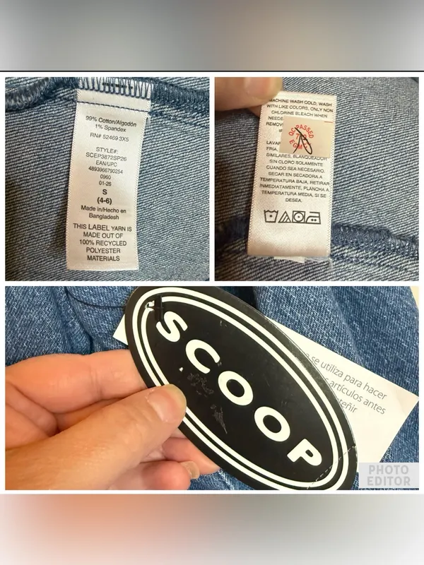 Scoop 3/4 Puff Sleeve Medium Wash Denim Shirt Small NWT - Image 6