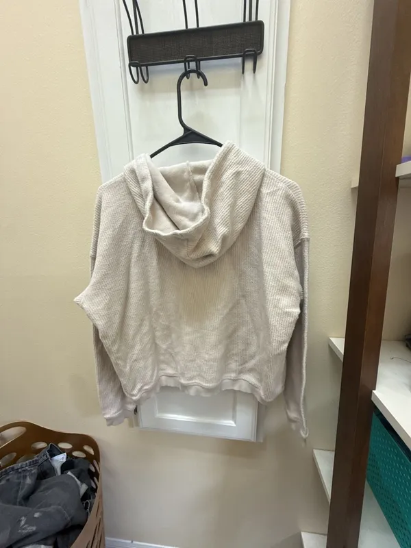 Aerie Waffle Knit Cropped Hoodie Pullover Size S - Image 4