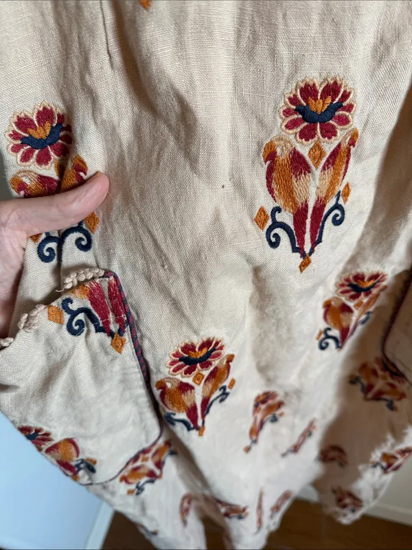 FARM Rio Puff Sleeve Linen Macaw Dress- size Small - Image 4