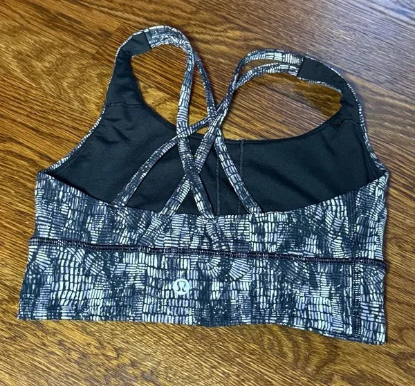 Lululemon Energy Longline Bra in Lino Slide Alpine White Black Size 4 - Image 2