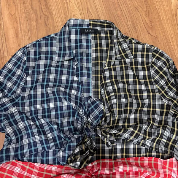 AKIRA Shirt Dress Multicolor Plaid Ruched Colorblock Casual Western Cowgirl 3X - Image 4