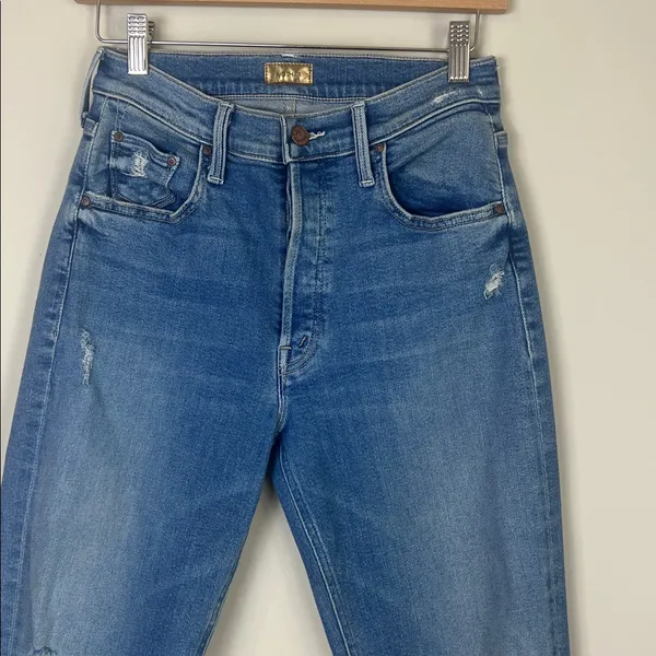 MOTHER The Tripper Ankle Fray Straight Leg Distressed Button Fly‎ Sz 27 - Image 3