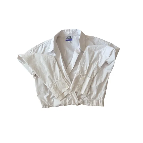 Future Collective Kahlana Barfield Brown White Cropped Button Up Shirt Size L - Image 6
