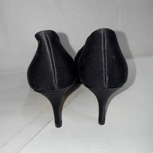 Butter For Diane B Satin Peep Toe Italian Black Minimalist Pumps‎ Heels Size 9 - Image 7