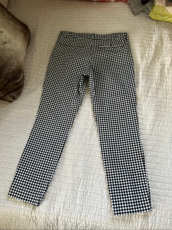 Old Navy, pixie straight ankle, black white gingham cotton pants 8 - Image 11