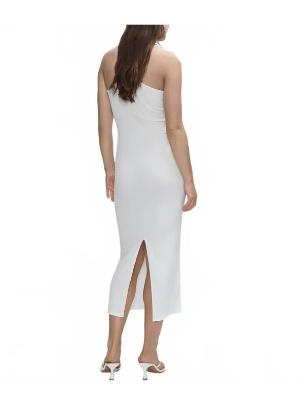 Mango Textured Dress with Opening Back Slit Lia Off White NWT Size 6 / Medium - Image 2