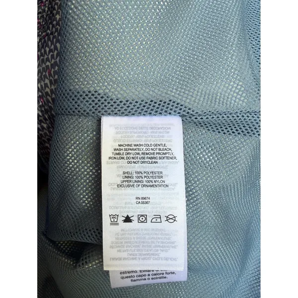 Mountain Hardwear Womens Grey Pink Geometric Print Hooded Rain Jacket Size Large - Image 7
