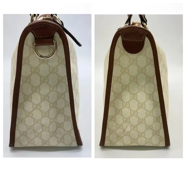 Gucci Cream and Brown Tote Bag with Signature GG Monogram - Image 15