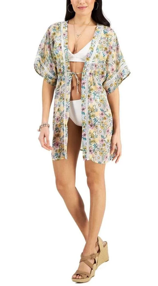 MIKEN' Kimono Cover-Up Swimsuit, Printed Multicolor Juniors’ Size XL - Image 6