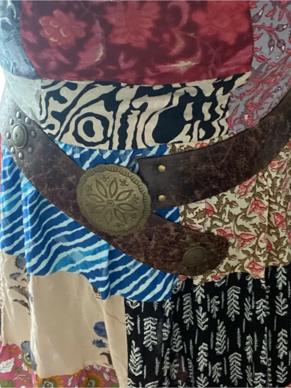 Vintage Y2K Boho Western Concho Distressed vegan Leather Contour Hip Slouch Belt - Image 2