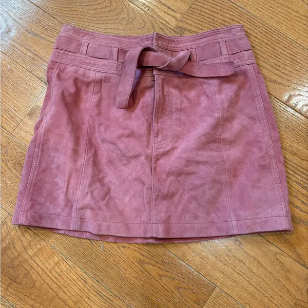 Free People Living for Love Goat Leather Mini Skirt –Pink / Dusty Rose – Size 10 - Image 2