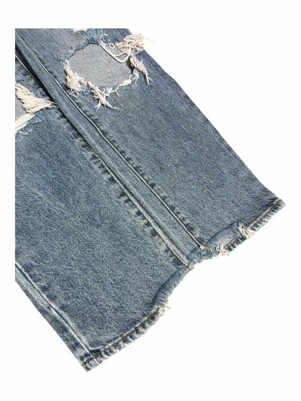 PacSun Women's Distressed Boyfriend Jeans in Light Blue Denim - Image 10