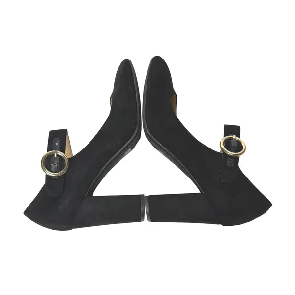 Liz Claiborne Savannah Mary Jane Pump Womens 9 Black Faux Suede 3.5" Heel Buckle - Image 8