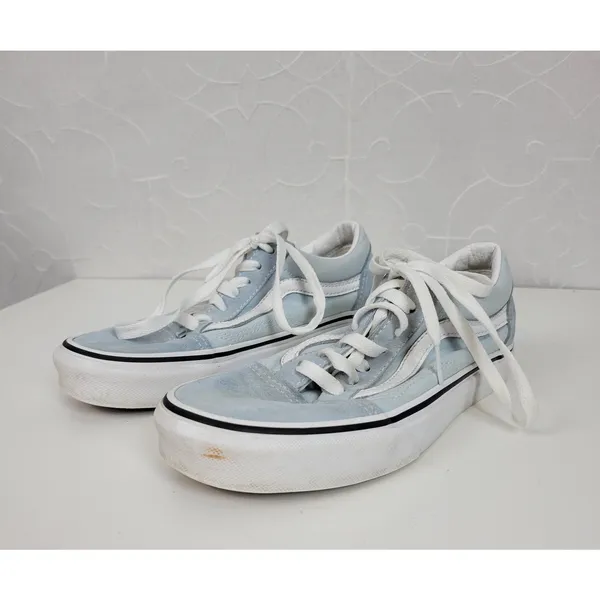 Vans Women's Old Skool Sneakers 6 Light Blue Suede Canvas Skate Lace Up Shoes - Image 2