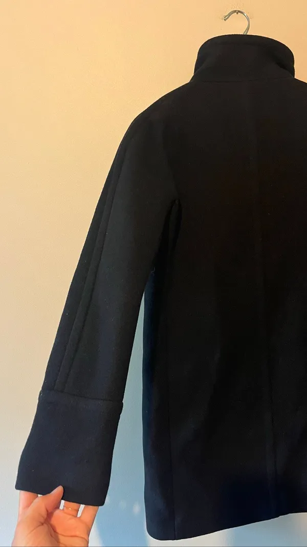 J.Crew Stadium Cloth Black Wool Blend Stand Collar Zip Coat Jacket Size 00 - Image 5