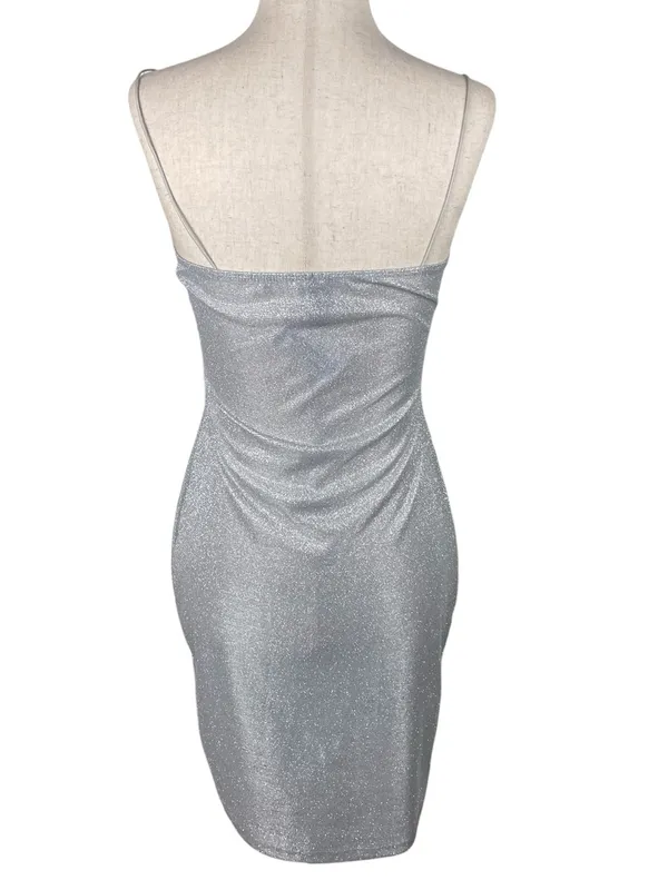 NEW Windsor Silver Glitter Sparkle Slip Dress with Cowl Neck Size Medium Fairy - Image 16