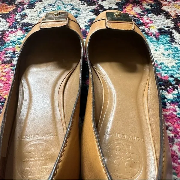 Tory Burch Priscilla Leather Flat Vicuña Womens 7 Tan - Image 4
