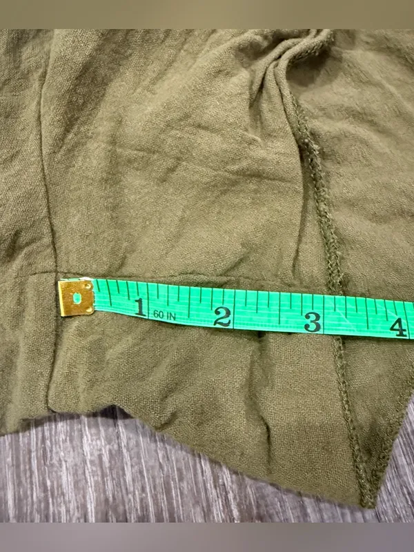 Green Wrap Tie Short Sleeve Romper Size L - Image 5
