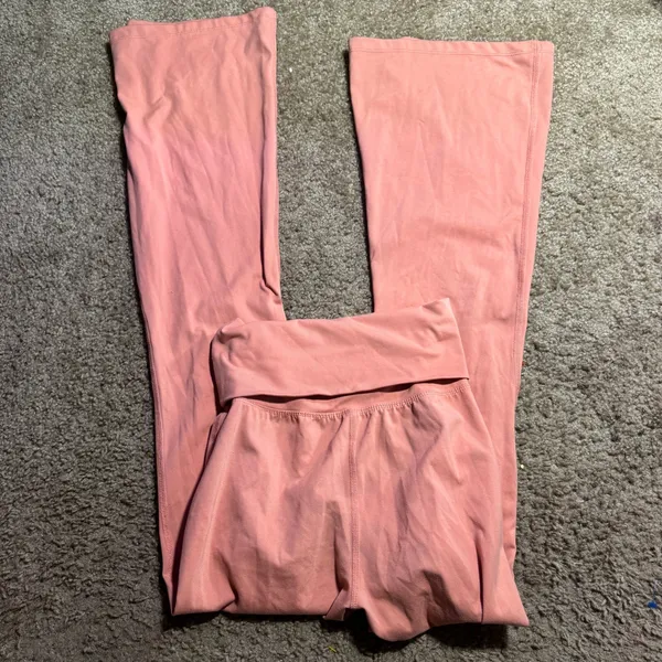 Rewash Womens Foldover Waist Flare Leggings Coral‎ Pink Yoga Pants Size XS - Image 3